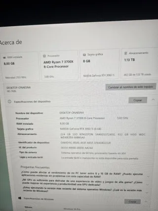 PC Gaming Ryzen 7 3700X RTX 3060 Ti 8GB