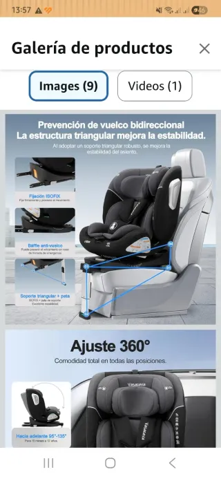 Silla de coche para bebés 0-12 años