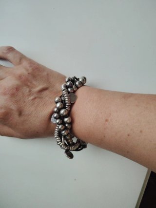 Pulsera Uno de 50 Cuero y Plata