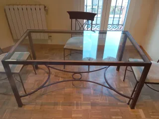 Mesa comedor hierro forjado y cristal