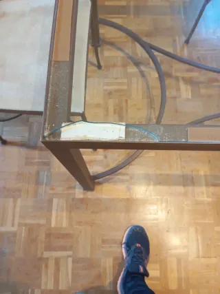 Mesa comedor hierro forjado y cristal