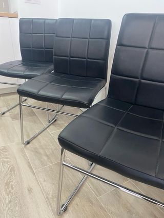 4 Sillas Negras Piel Sintética
