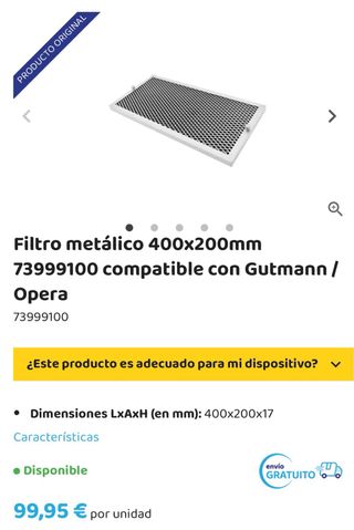 Campana extractora Gutmann 100x70 Para isla