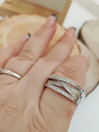 Anillo Plata y Circonitas Talla Grande