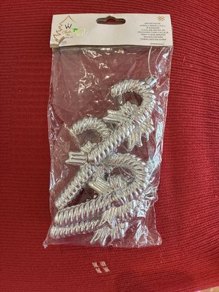 Adornos Navideños Bastón Caramelo Plateado