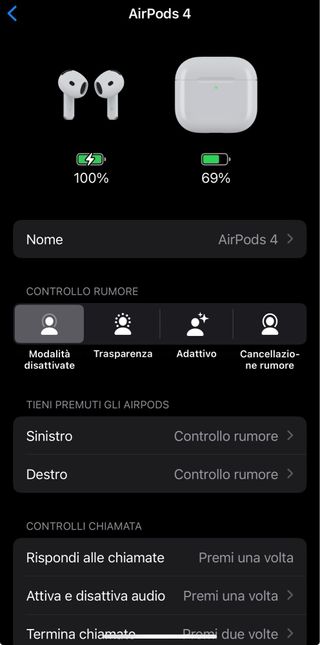 Apple AirPods 4 ANC Cancellazione Rumore