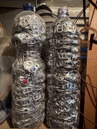 3 Botellas de 2L Llenas de Anillas de Aluminio