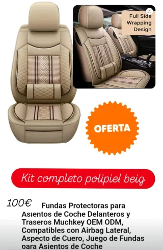 Kit Fundas Coche Polipiel Beige