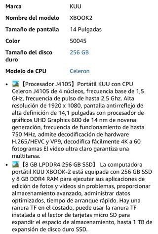 Portátil KUU 15,6” – 16GB RAM + 512GB SSD
