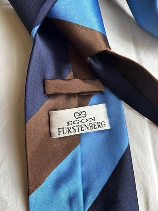 Cravatta Egon Furstenberg uomo blu marrone celeste