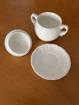 Azucarero de cerámica con plato