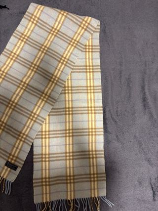 Bufanda Burberry Clásica Tartán Beige y Azul