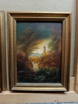 Coppia Quadretti Dipinti Vintage