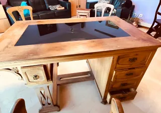 Escritorio Vintage Roble Macizo Cristal