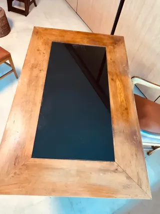 Escritorio Vintage Roble Macizo Cristal