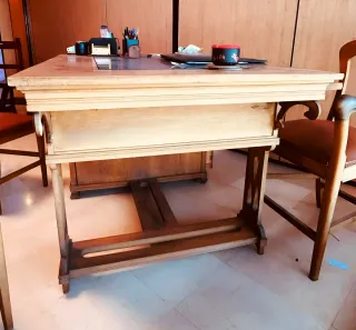 Escritorio Vintage Roble Macizo Cristal