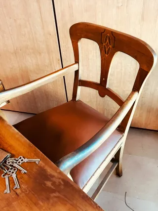 Escritorio Vintage Roble Macizo Cristal