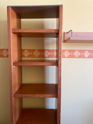 Estantería de madera con puerta