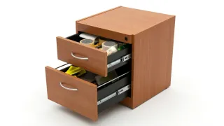 Escritorio grande madera con cajonera