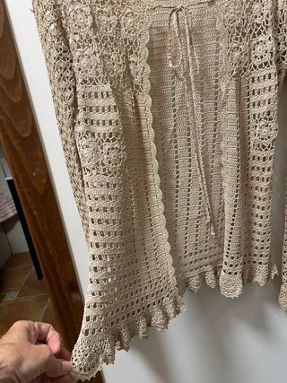 Chaqueta UNIT ganchillo beige talla única