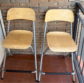 Taburetes altos madera y metal (2 unidades)