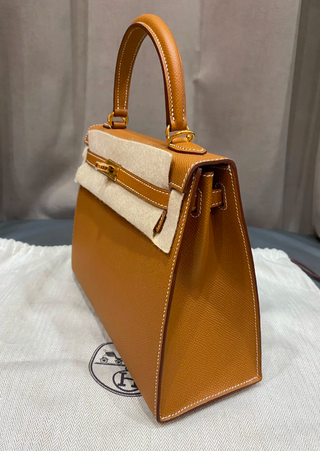 Hermès Kelly 25 Borsa Pelle Marrone Oro