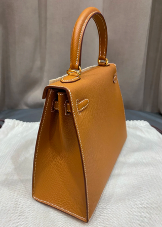 Hermès Kelly 25 Borsa Pelle Marrone Oro