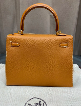 Hermès Kelly 25 Borsa Pelle Marrone Oro