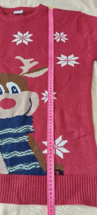 Jersey Navidad Reno Copos Nieve Rojo