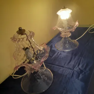 Coppia di abatjour in vetro di Murano