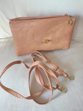 Pochette vintage beige con tracolla