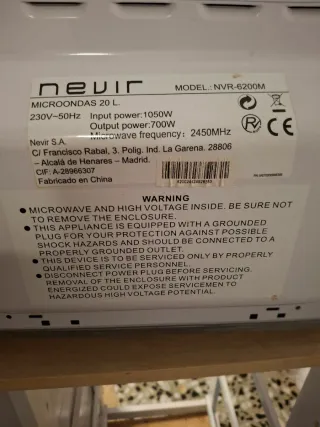 Microondas NEVIR Blanco