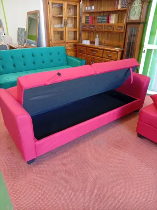 Chaise longue de tela y madera
