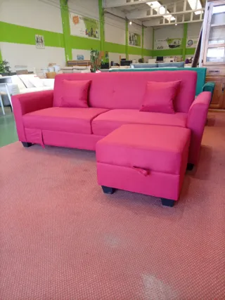 Chaise longue de tela y madera