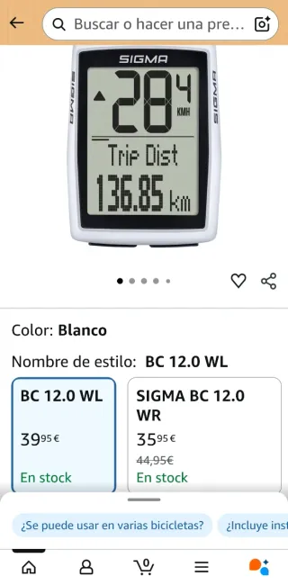 Cuenta km Sigma BC 12.0 WL