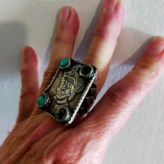 Anillo Plata Tribal Turquesa