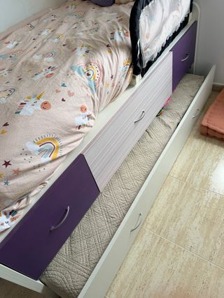 Cama infantil con cajones y nido