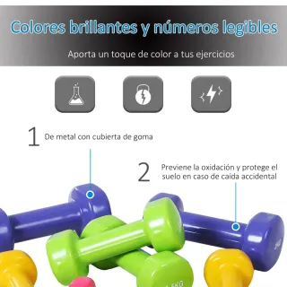 Juego 8 Mancuernas Colores con Maletín