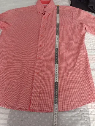 Camisa de cuadros roja y blanca para hombre