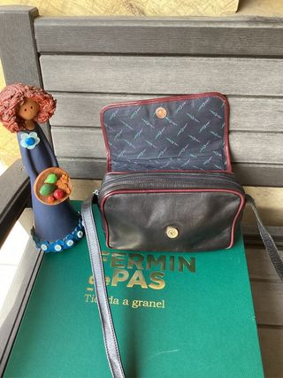 Bolso D'esccandiano Piel Negro y Burdeos