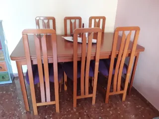 Mesa comedor y 6 sillas madera