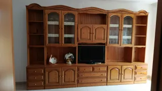 Mueble comedor rústico madera y cristal