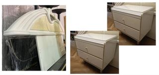 Conjunto cabecero y mesitas blanco vintage