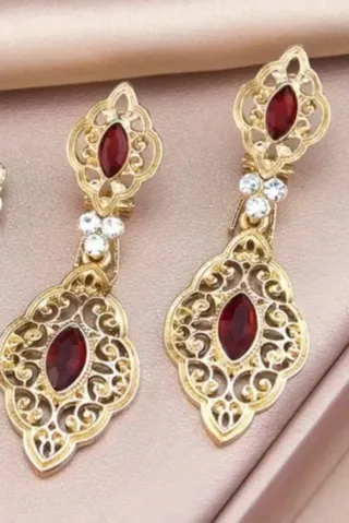 Pendientes Baturra Señora Oro y Rojo