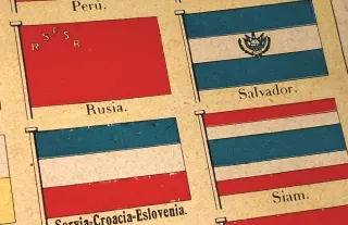 Lámina 1925 Banderas Países