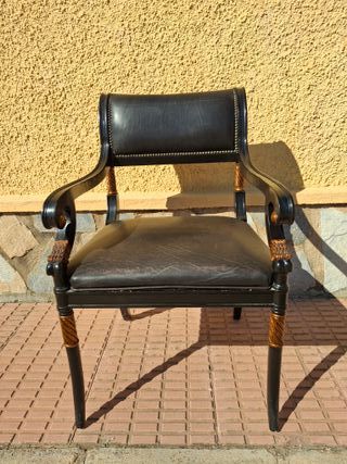 Sillón de despacho piel y madera