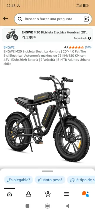 Bicicleta Eléctrica ENGWE M20 Fat Tire