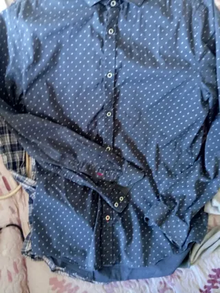 2 Camisas Hombre Azul Estampada Talla M.prec unida