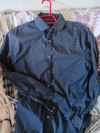 2 Camisas Hombre Azul Estampada Talla M.prec unida