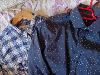 2 Camisas Hombre Azul Estampada Talla M.prec unida